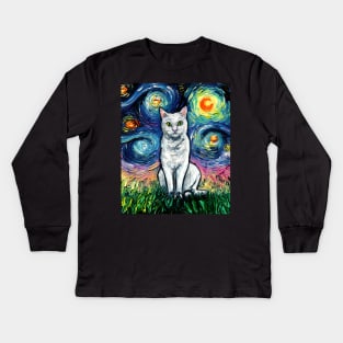 White Cat Night Kids Long Sleeve T-Shirt